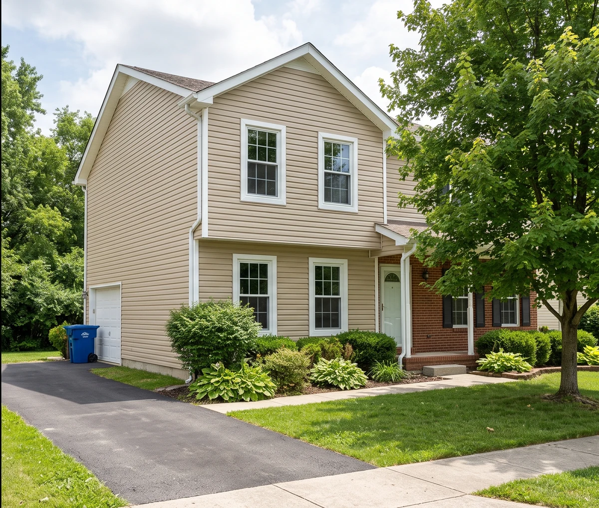Two story vinyl home, full soft wash after - Louisville, KY